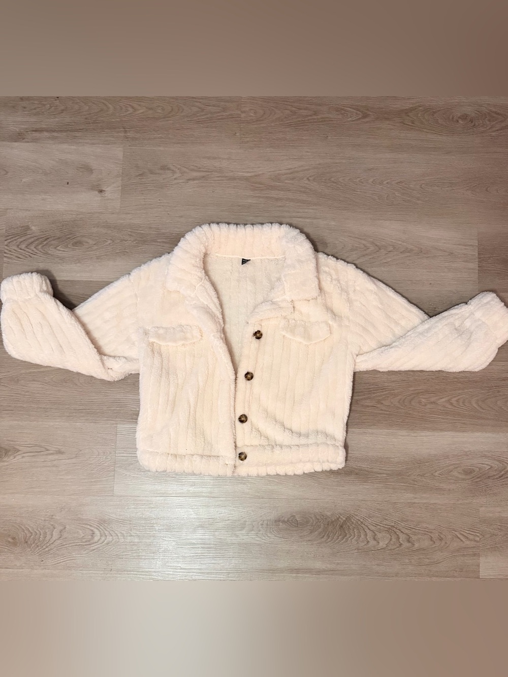 SHEIN Cream Plush Sherpa Jacket